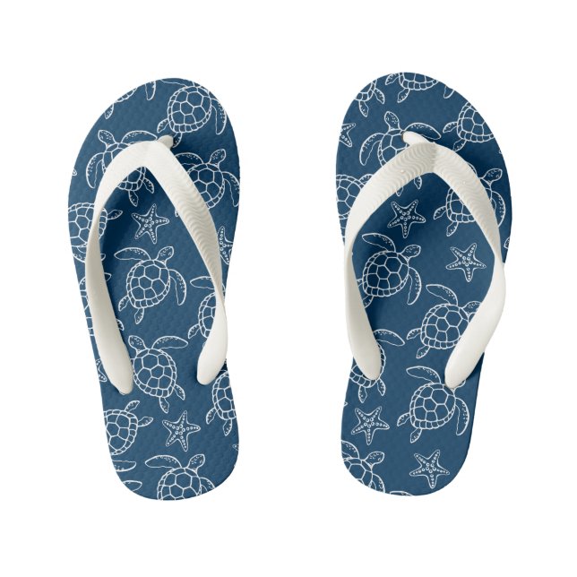 Kids Turtle Print Flip Flops Kinderbadesandalen (Fußbett)