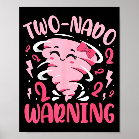 Kids Two-nado Warning 2nd Birthday Nk Tornado Birt Poster (Vorne)