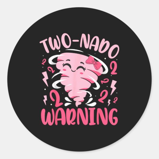 Kids Two-nado Warning 2nd Birthday Nk Tornado Birt Runder Aufkleber (Vorderseite)