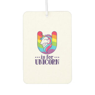 Kids U ist für Einhorn Alphabet T-Shirt Autolufterfrischer