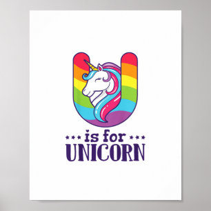 Kids U ist für Unicorn Alphabet T - Shirt Poster