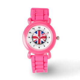 Kid's UK Flag Pink Glitzer Strap Watch Armbanduhr