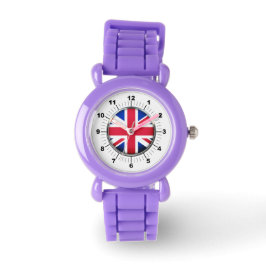 Kid's UK Flag Red Glitzer Strap Watch Armbanduhr