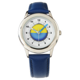 Kid's Ukraine Flag anpassbarer Stahl Blue Armbanduhr