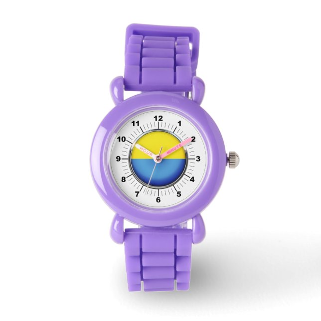 Kid's Ukraine-Flagge Roter Glitzer Strap Watch Armbanduhr (Vorderseite)
