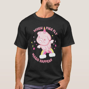 Kids Unicorn Fly Magic Happy Niedlich T-Shirt