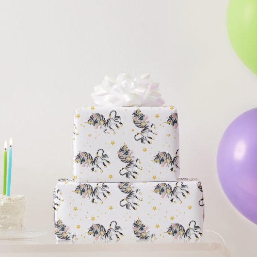 Kids Unicorn Zebra Geschenkpapier (Partygeschenke)