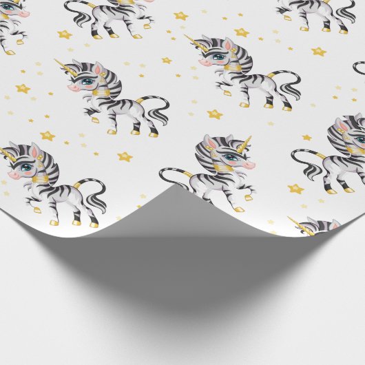 Kids Unicorn Zebra Geschenkpapier (Ecke)