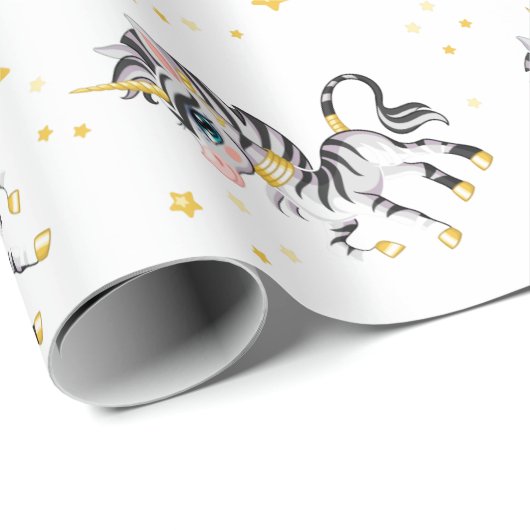 Kids Unicorn Zebra Geschenkpapier (Rolleneckpunkt)