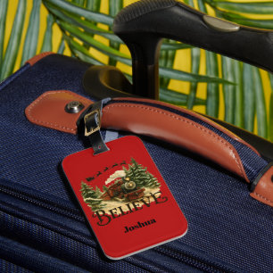 Kids Urlaub Glauben Weihnachtszug Rot Vintage Gepäckanhänger