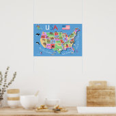 Kids US Map Poster (Küche)