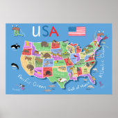Kids US Map Poster (Vorne)