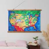Kids US Map Wall Wandteppich Mit Holzrahmen (Schlafzimmer)