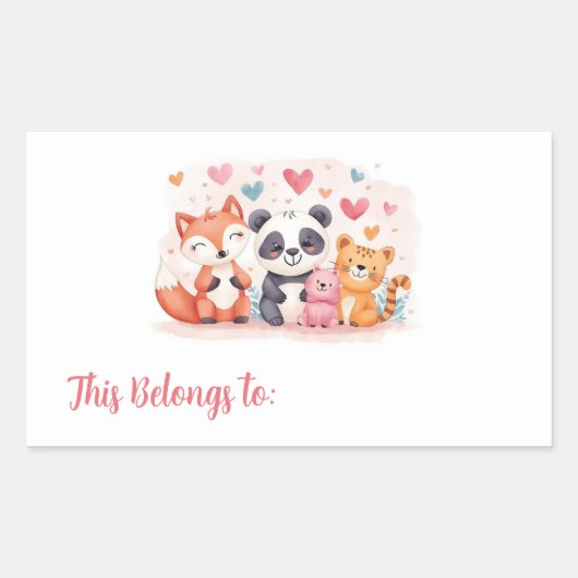 Kids Valentine Gift Labels | Cute Animal Stickers (Vorderseite)