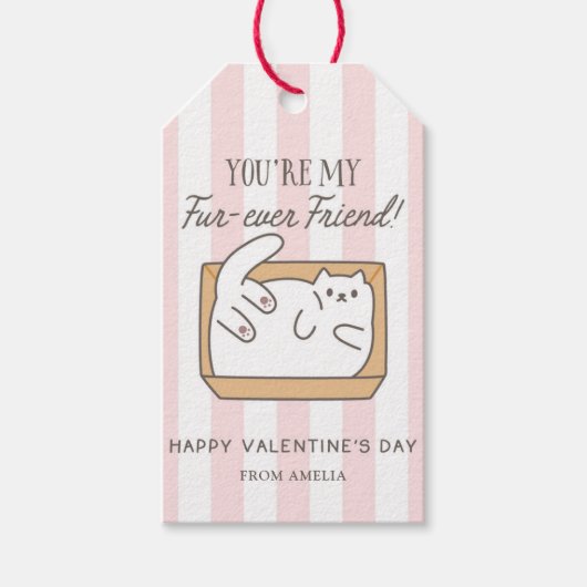 Kids Valentine Gift Tag Cute Cat Geschenkanhänger (Vorderseite)