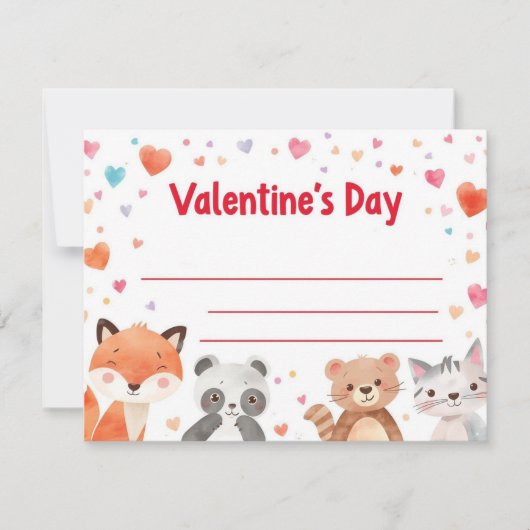 Kids Valentine Mini Note Cards | Cute Cartoons Mitteilungskarte (Vorderseite)