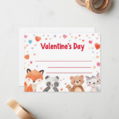 Kids Valentine Mini Note Cards | Cute Cartoons Mitteilungskarte (Vorderseite/Rückseite Beispiel)