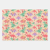 Kids valentine wrap with dinosaurs &hearts geschenkpapier set (Vorderseite 2)