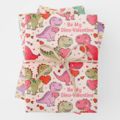 Kids valentine wrap with dinosaurs &hearts geschenkpapier set (Beispiel)