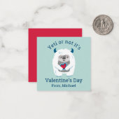 Kids Valentine Yeti Mitteilungskarte (Vorderseite/Rückseite Beispiel)