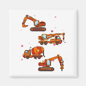 Kids Valentines Day Construction Trucks Boys Kids  Magnet (Vorne)