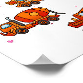 Kids Valentines Day Construction Trucks Boys Kids  Poster (Ecke)