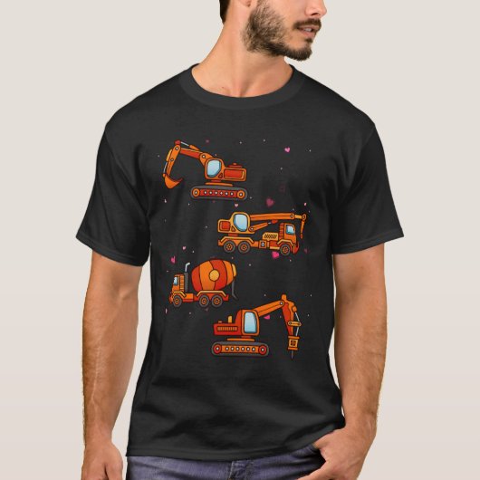 Kids Valentines Day Construction Trucks Boys Kids T-Shirt (Vorderseite)