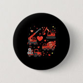 Kids Valentines Day Construction Trucks Funny Boys Button (Vorderseite)