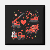 Kids Valentines Day Construction Trucks Funny Boys Magnet (Vorne)