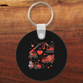 Kids Valentines Day Construction Trucks Funny Boys Schlüsselanhänger (Vorderseite)