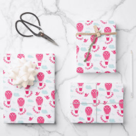 Kids Valentine's Day Hot Air Balloons Wolken Geschenkpapier Set
