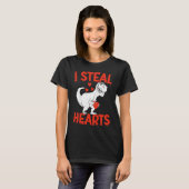 Kids Valentines Day I Steal Hearts Love Trex Dino  T-Shirt (Vorne ganz)