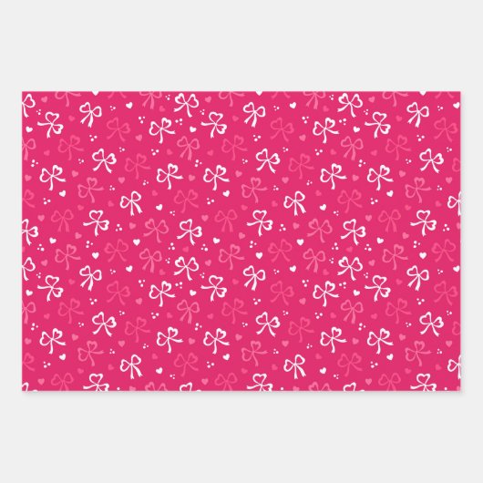 Kids Valentine's Day Red White Bows Tiny Hearts Geschenkpapier Set (Vorderseite 3)