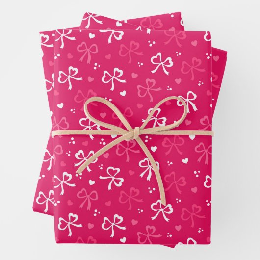Kids Valentine's Day Red White Bows Tiny Hearts Geschenkpapier Set (Beispiel)