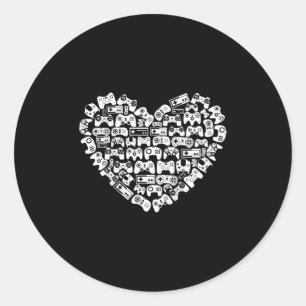 Kids Video-Game-Controller Herzklopfen Valentinsta Runder Aufkleber