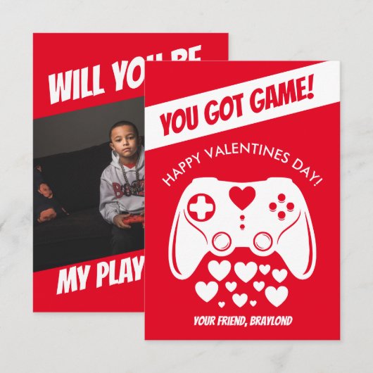 Kids Video Game Valentinstag Card (Vorne/Hinten)