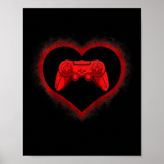 Kids Videospiel-Controller Herz Valentinstag Co Poster (Vorne)