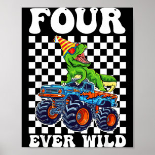 Kids Vier Immer Wilde Dinosaurier Monster Truck 4. Poster