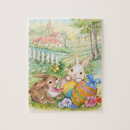 Kids Vintag Osterblichen Bunnies Puzzle (Vertikal)