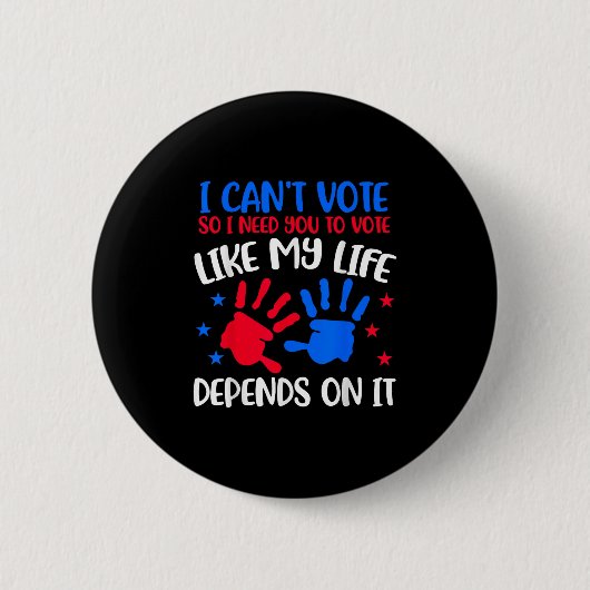 Kids Voting Shirt I Can't Vote Future Voters Girls Button (Vorderseite)