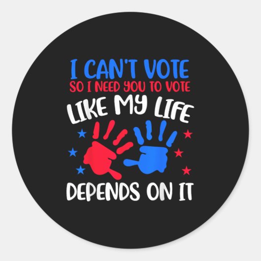 Kids Voting Shirt I Can't Vote Future Voters Girls Runder Aufkleber (Vorderseite)