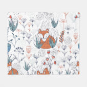 Kid's Walddarstellung, Füchse und Blume. Fleecedecke (Vorderseite (Horizontal))