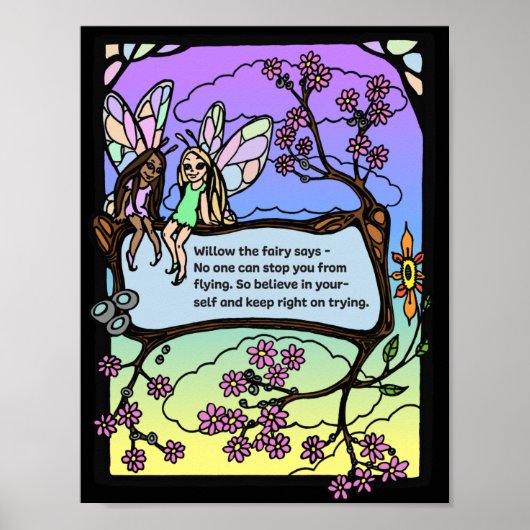 Kids Wall Poster - Fairies Black BG - Einhorn (Vorne)