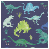Kids Watercolor Dinosaur Silhouette Pattern Blue Stoff (Nahaufnahme)