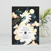 Kids Watercolor Dragon Birthday Einladung (Stehend Vorderseite)