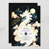 Kids Watercolor Dragon Birthday Einladung (Vorne/Hinten)