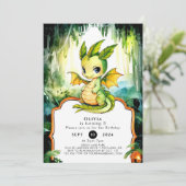 Kids Watercolor Dragon Birthday Einladung (Stehend Vorderseite)