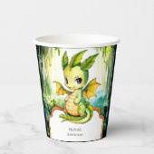 Kids Watercolor Dragon Birthday Pappbecher (Vorderseite)