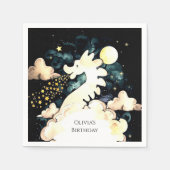 Kids Watercolor Dragon Birthday Serviette (Vorderseite)