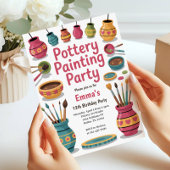 Kids Watercolor Pottery Painting Birthday Party Einladung